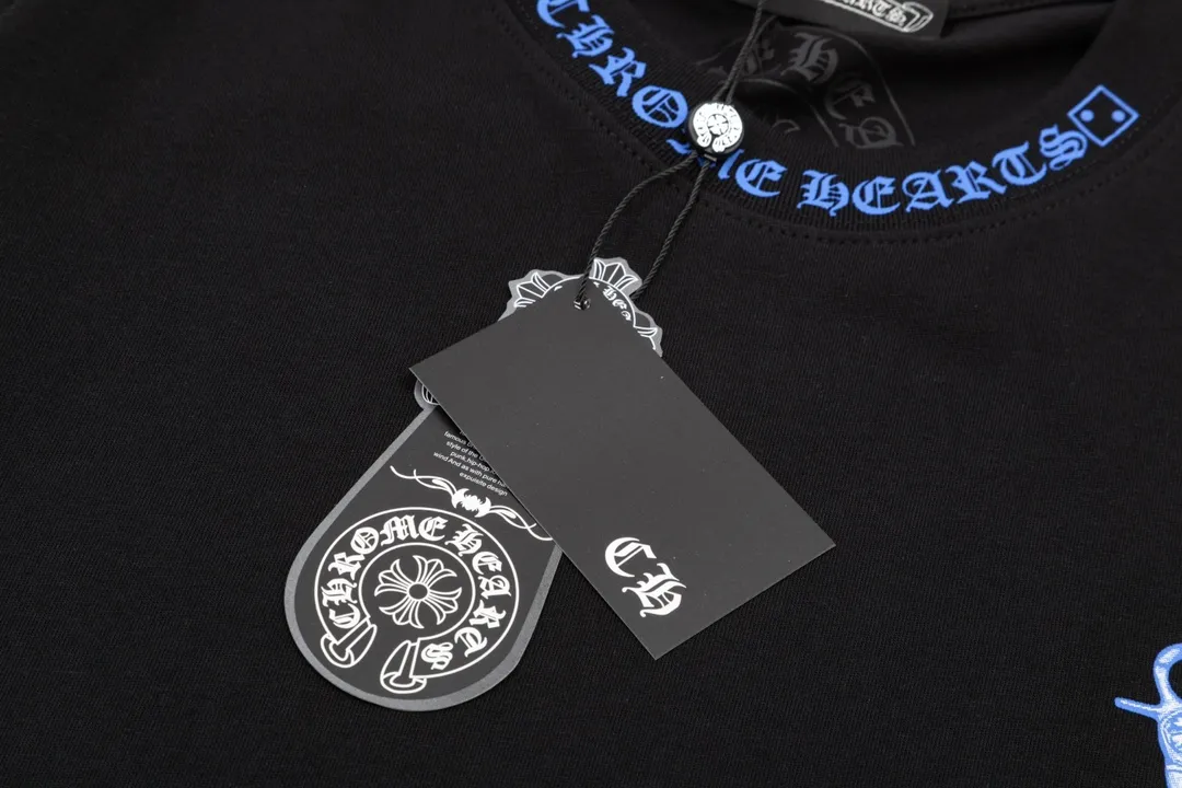 Chrome Hearts/ Blue Logo Same Style T Versatile : Black Size：XS~L